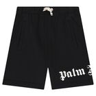 Black Cotton Logo Shorts, 3, hi-res