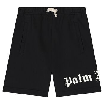 Black Cotton Logo Shorts