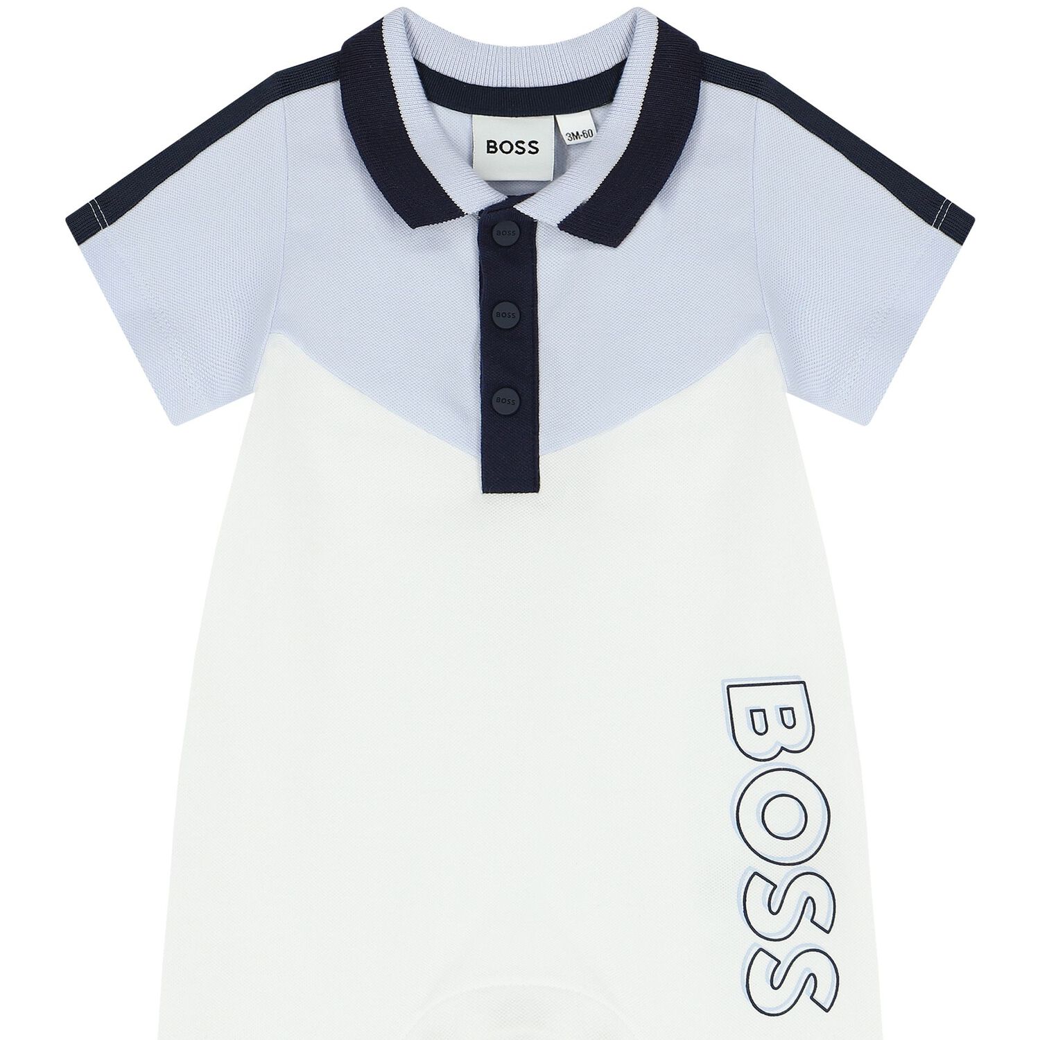 Baby Boys White Logo Polo Romper, 1, hi-res