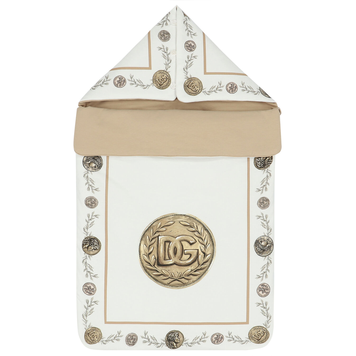 White & Beige Coin Logo Baby Nest, 1, hi-res image number null