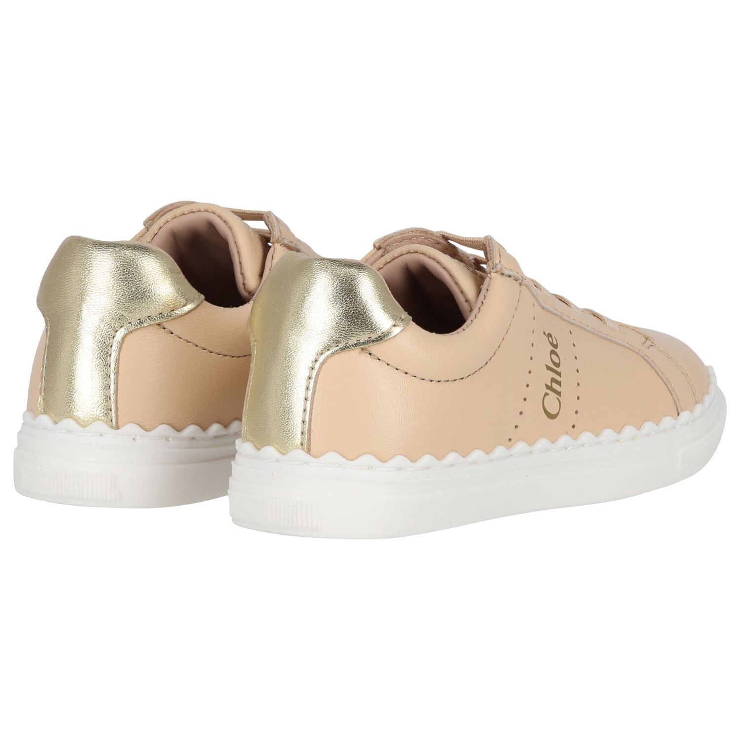 Girls Beige Logo Trainers, 1, hi-res