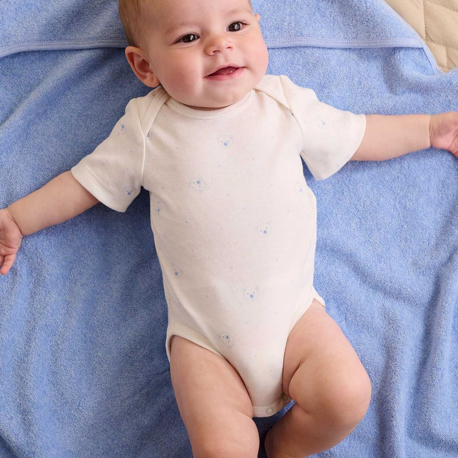 Baby Boys White & Blue Bodysuits ( 2-Pack ), 1, hi-res