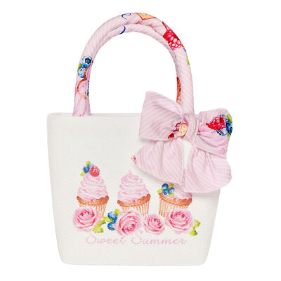 Girls White & Pink Cup Cakes Handbag