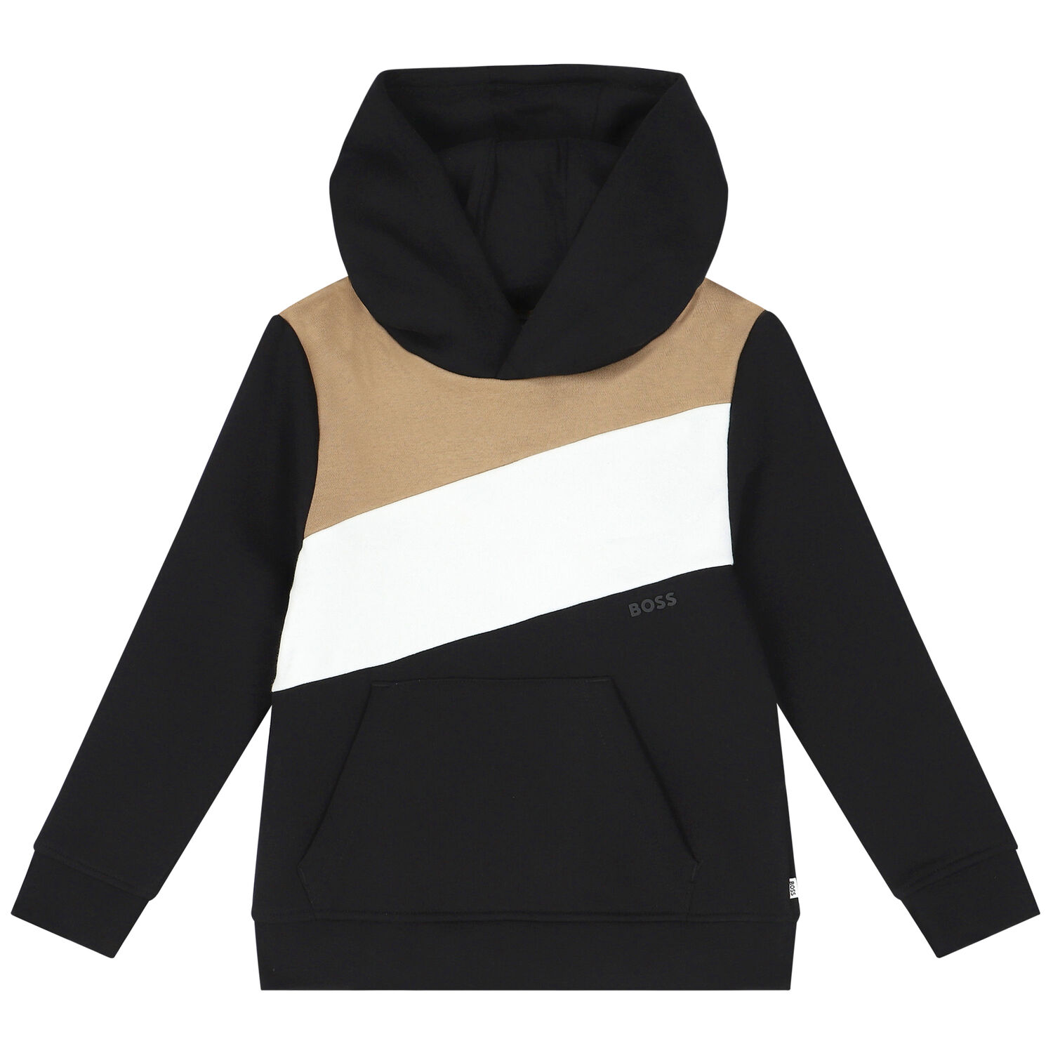 Boys Black Logo Hooded Top, 1, hi-res
