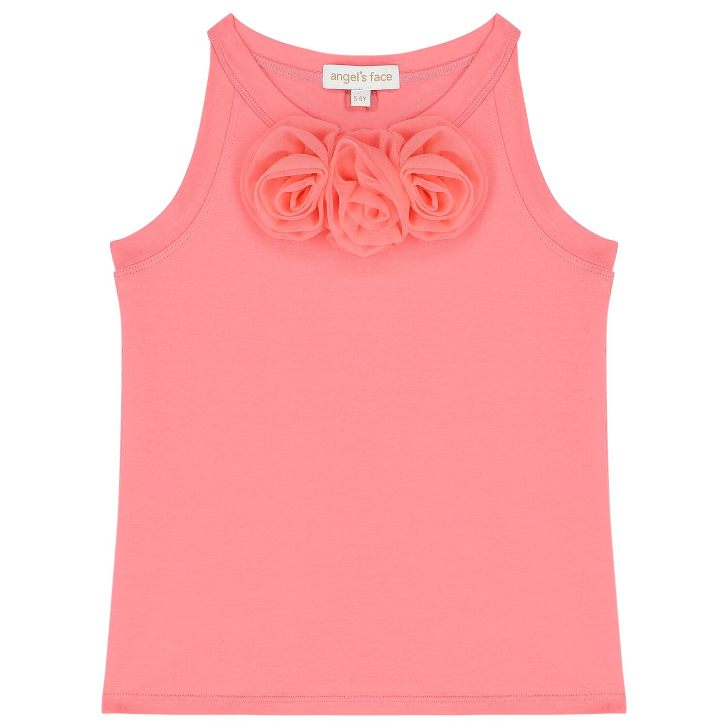Girls Coral Roses Top, 2, hi-res