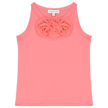 Girls Coral Roses Top