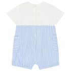 Baby Boys Blue & Ivory Striped Baby Romper Set, 2, hi-res
