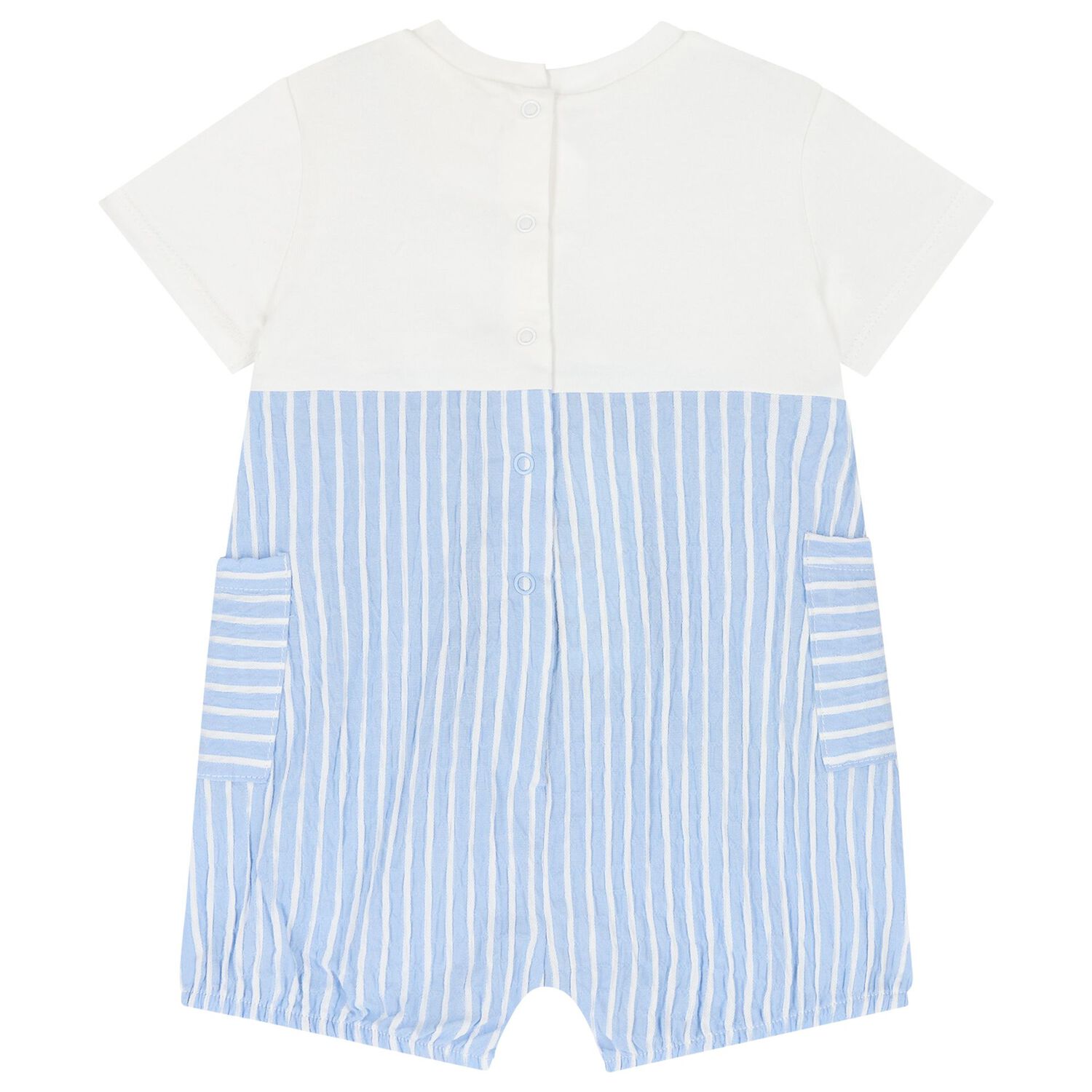 Baby Boys Blue & Ivory Striped Baby Romper Set, 2, hi-res