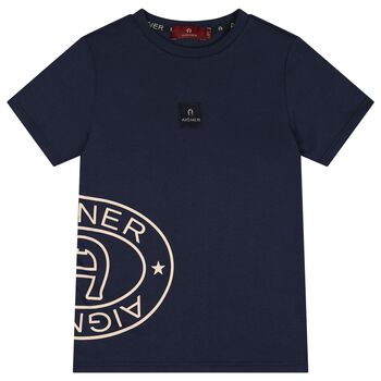 Boys Navy Blue Logo T-Shirt