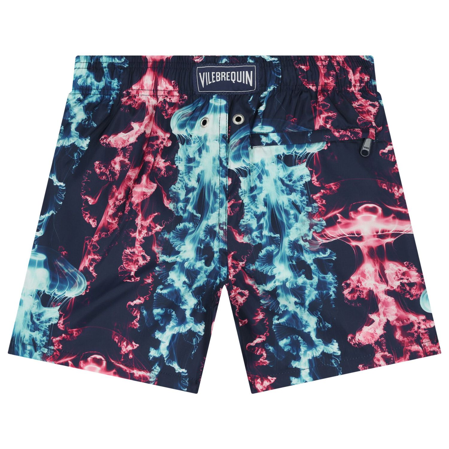 Boys Navy Blue Coral Swim Shorts, 1, hi-res