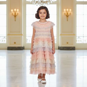 Girls Pink Layered Dress