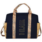 Navy Blue & Beige Logo Baby Changing Bag, 1, hi-res