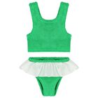 Girls Green Crinkle Bikini, 2, hi-res