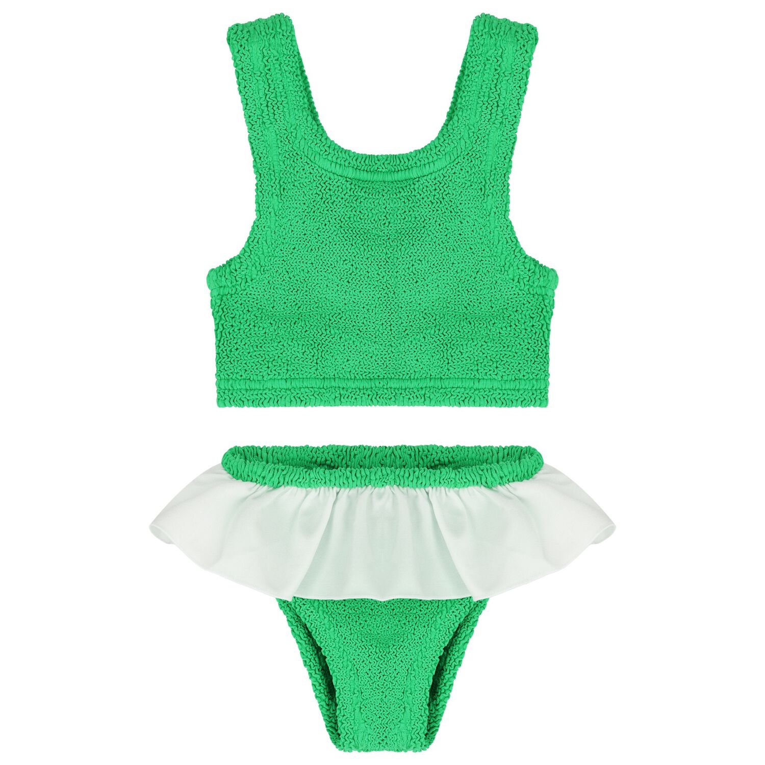 Girls Green Crinkle Bikini, 2, hi-res