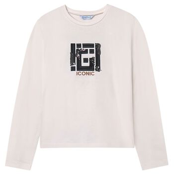 Girls Ivory Embroidered Long Sleeve Top