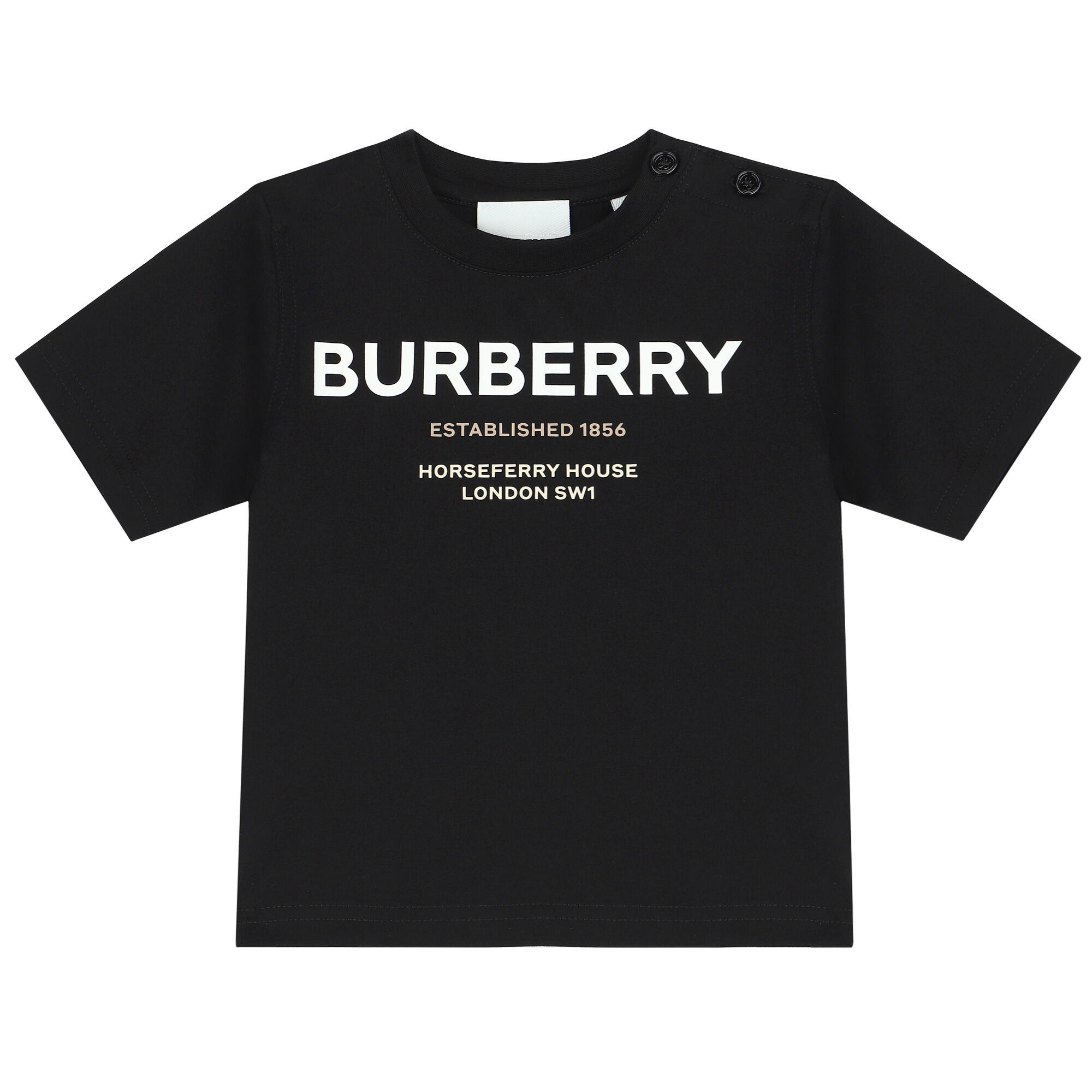 Burberry Black Logo T Shirt Junior Couture UK
