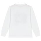 Boys White Logo Long Sleeve Top, 1, hi-res