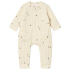 Beige Ribbed Babygrow, 1, hi-res