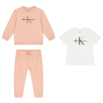 Younger Girls Pink & White 3-Piece Tracksuit Gift Set