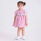 Baby Girls Pink & Silver Bow Dress, 1, hi-res