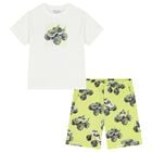 Boys White & Green Short Set, 2, hi-res