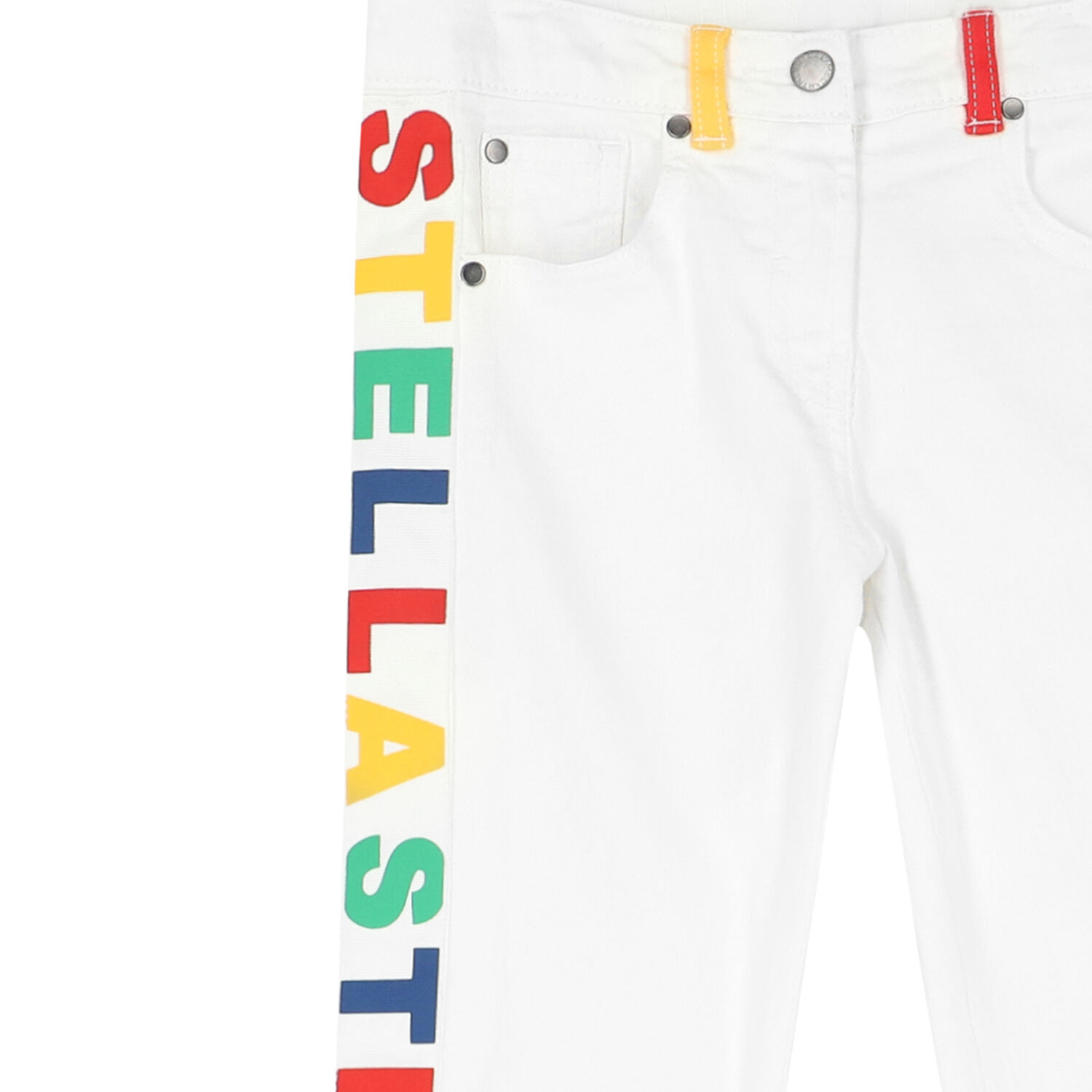 Girls White Logo Jeans, 1, hi-res