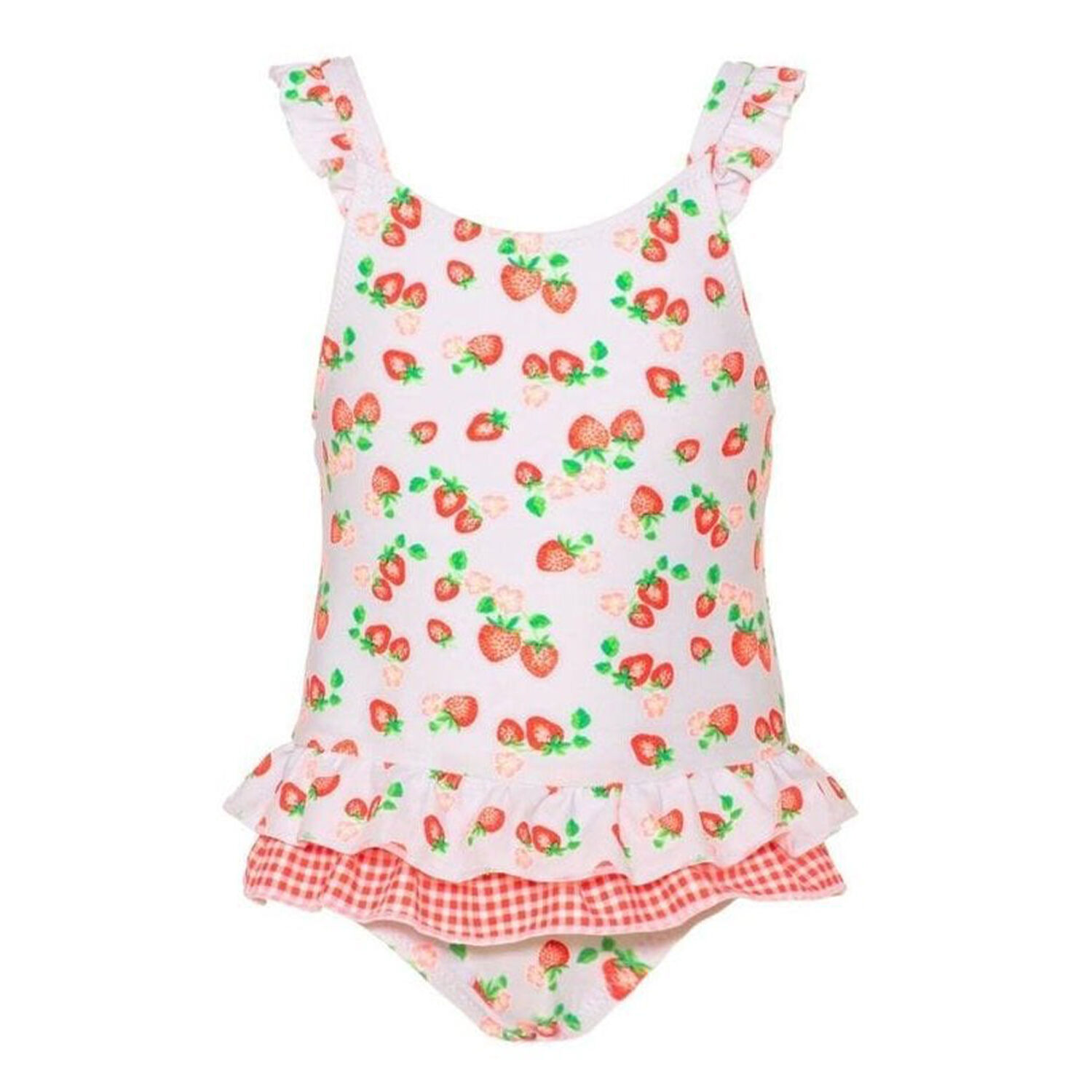 Baby Girls Wild Strawberry Frill Swimsuit, 1, hi-res