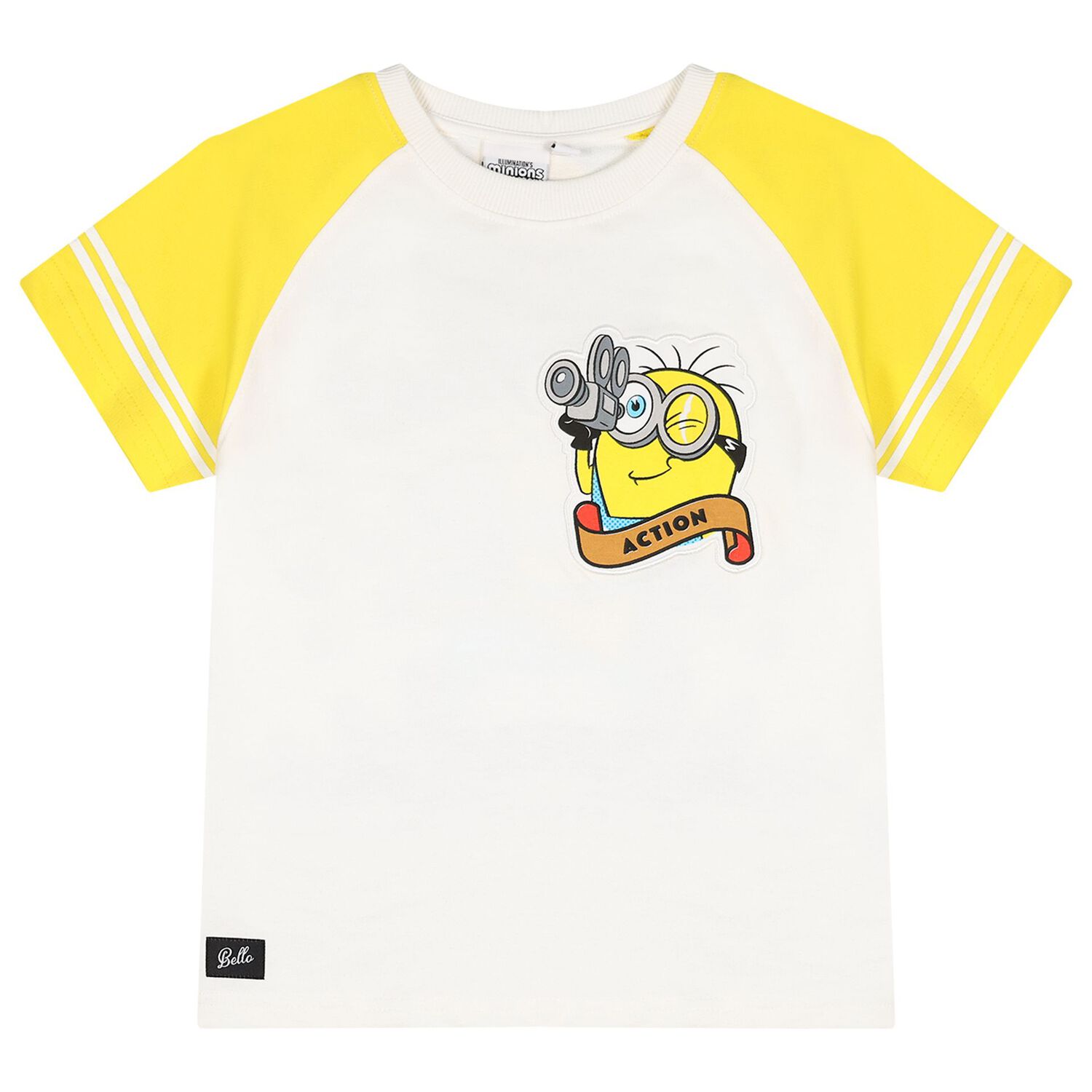 Boys White & Yellow Minions Shorts Set, 1, hi-res