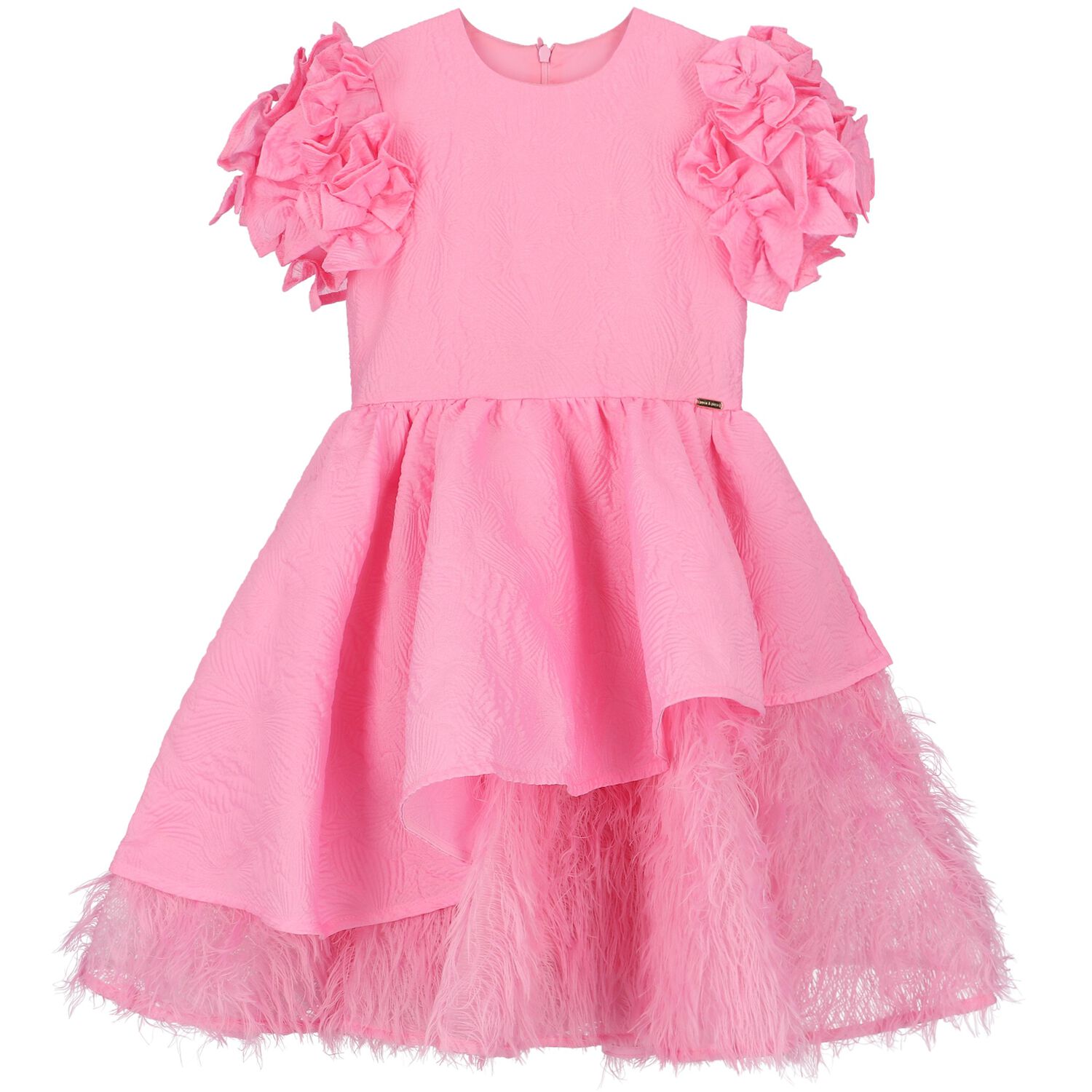 Girls Pink Ruffle Peplum Dress, 1, hi-res image number null
