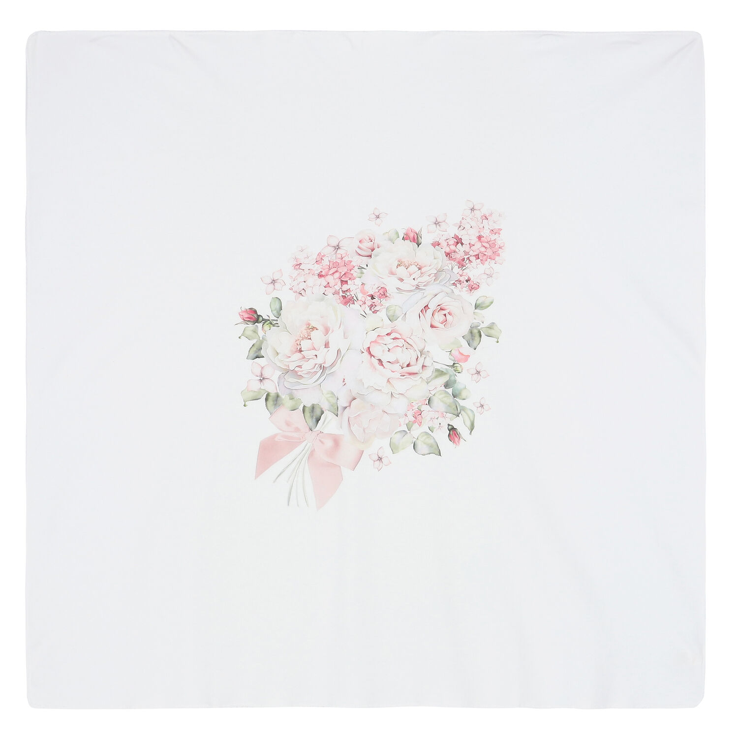 Baby Girls White Floral Blanket, 1, hi-res