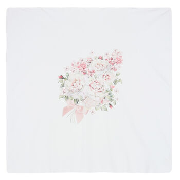Baby Girls White Floral Blanket