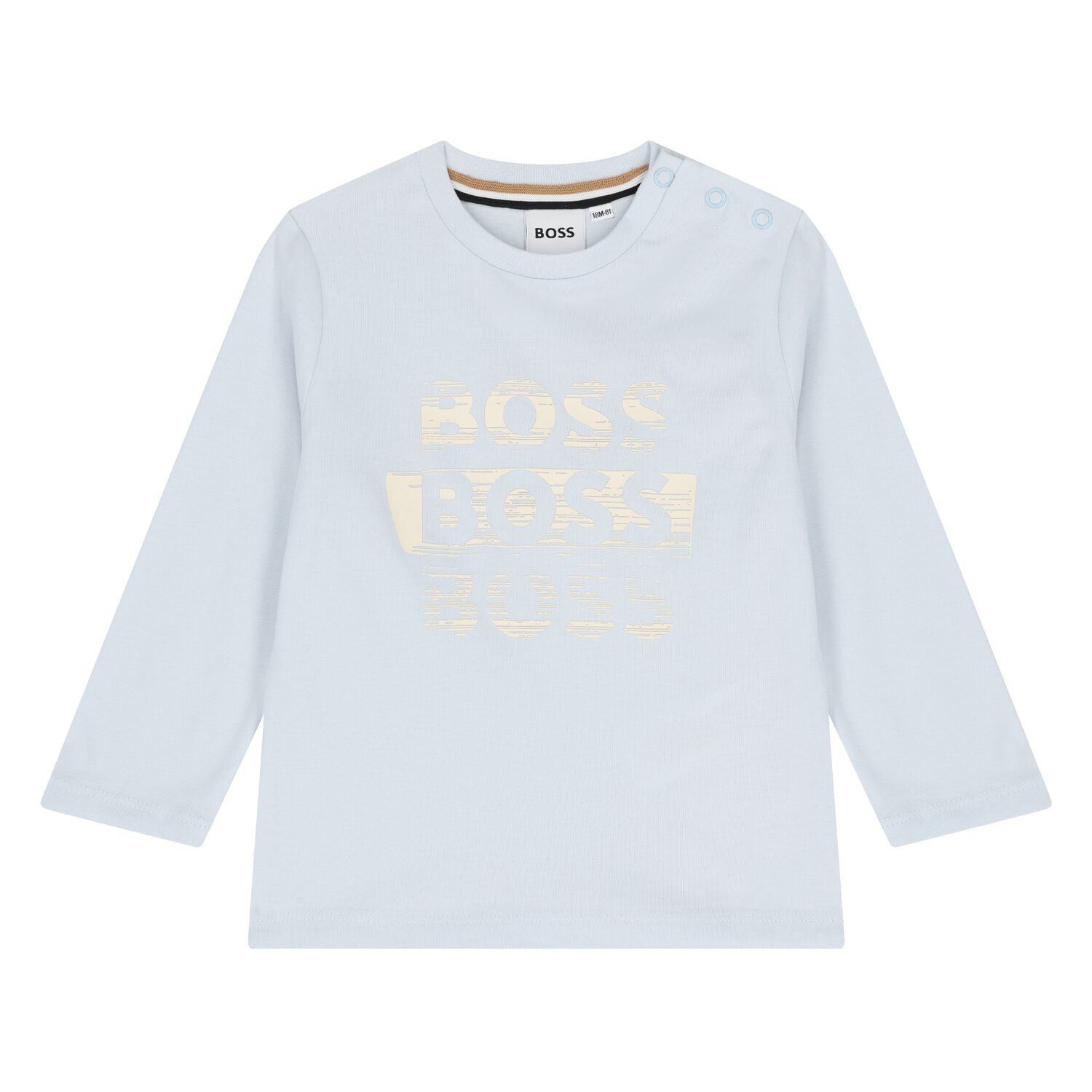 Younger Boys Blue Logo Long Sleeve Top, 1, hi-res