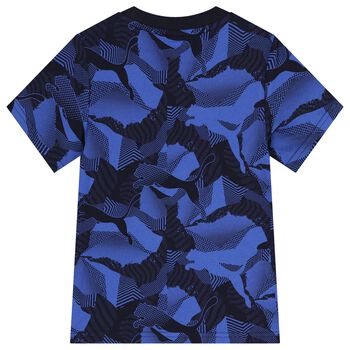 Boys Navy Blue & Blue Logo T-Shirt