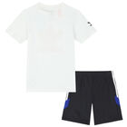 White & Black Logo Shorts Set, 1, hi-res