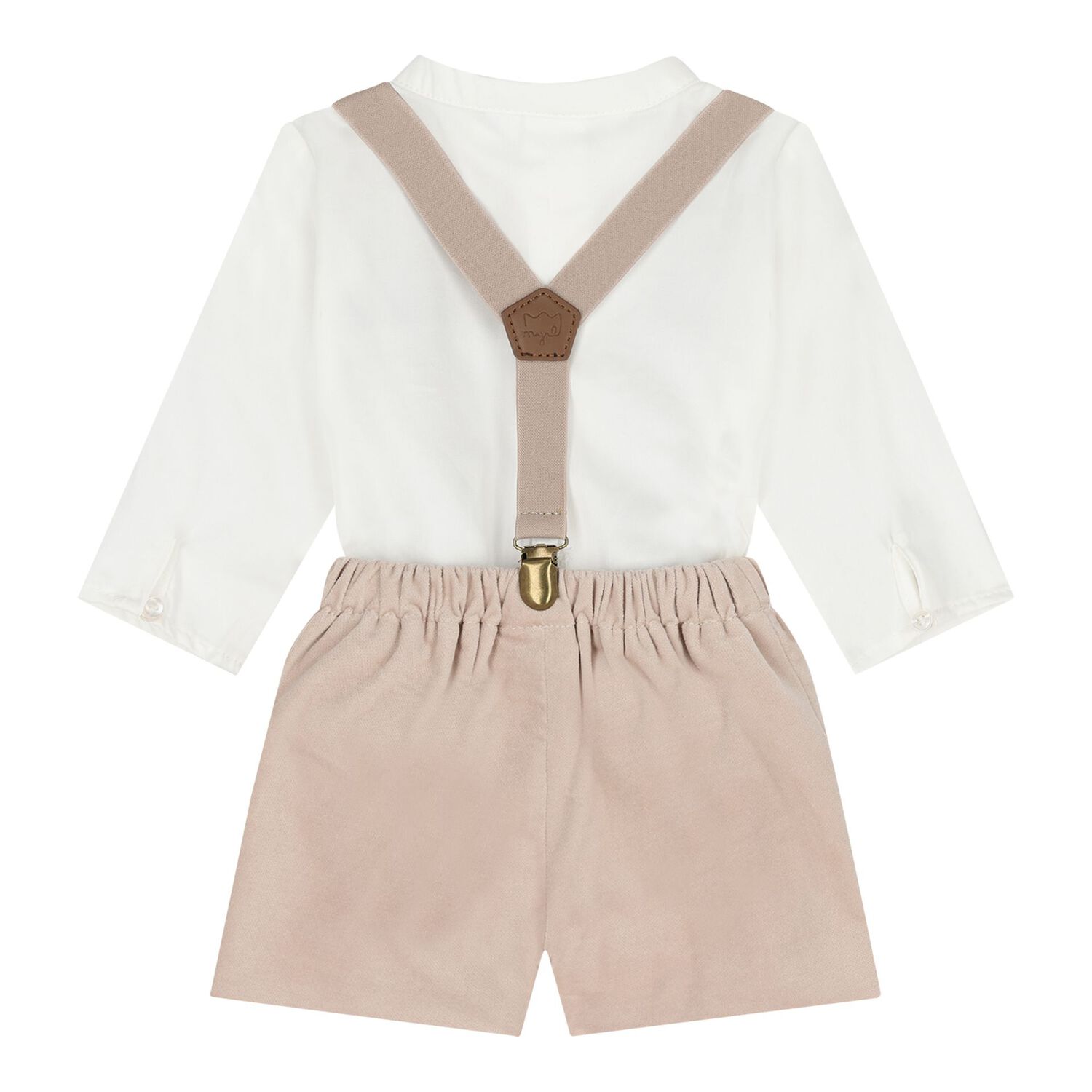 Baby Boys White & Beige Shorts Set, 2, hi-res