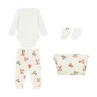 Ivory & White Teddy Bear Bodysuit Set, 1, hi-res