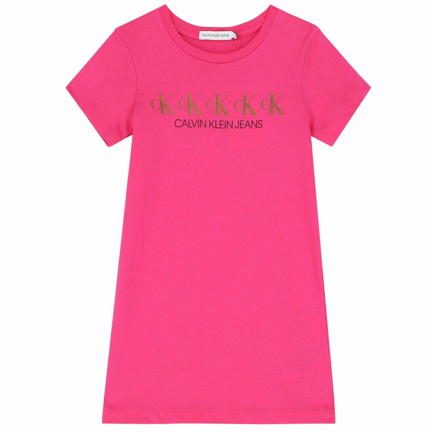 Girls Pink & Gold Logo Dress, 2, hi-res