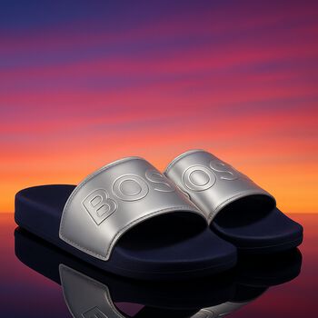 Girls Silver Logo Sliders