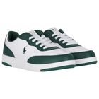 Boys White & Green Logo Trainers, 1, hi-res