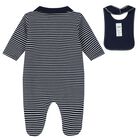 Baby Boys Navy Blue & White Striped Babygrow Gift Set, 1, hi-res