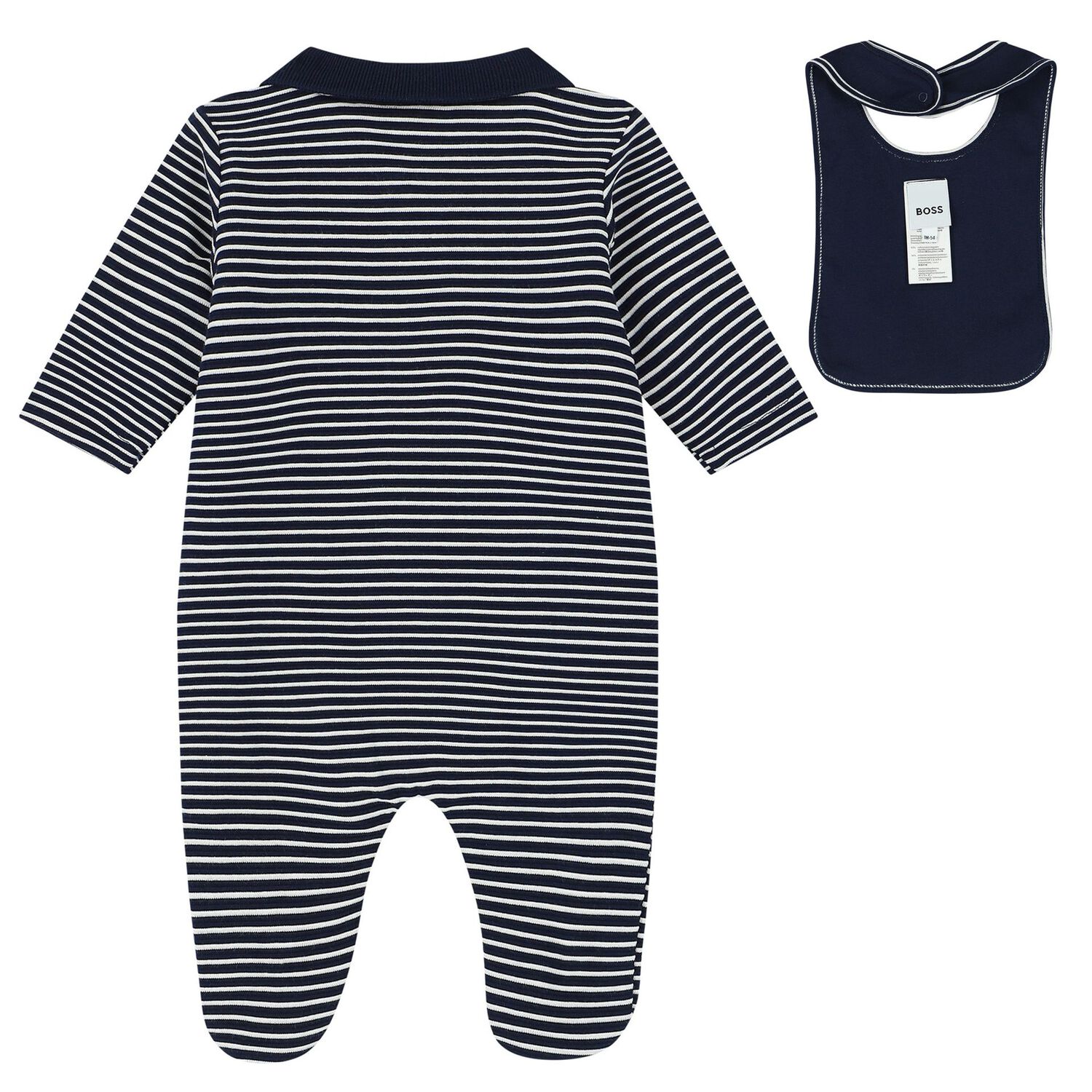 Baby Boys Navy Blue & White Striped Babygrow Gift Set, 1, hi-res