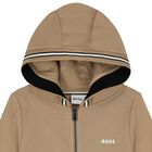 Boys Beige Logo Tracksuit, 2, hi-res