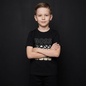 Younger Boys Black Logo T-Shirt