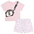 Younger Girls Pink Logo Bag Shorts Set, 1, hi-res