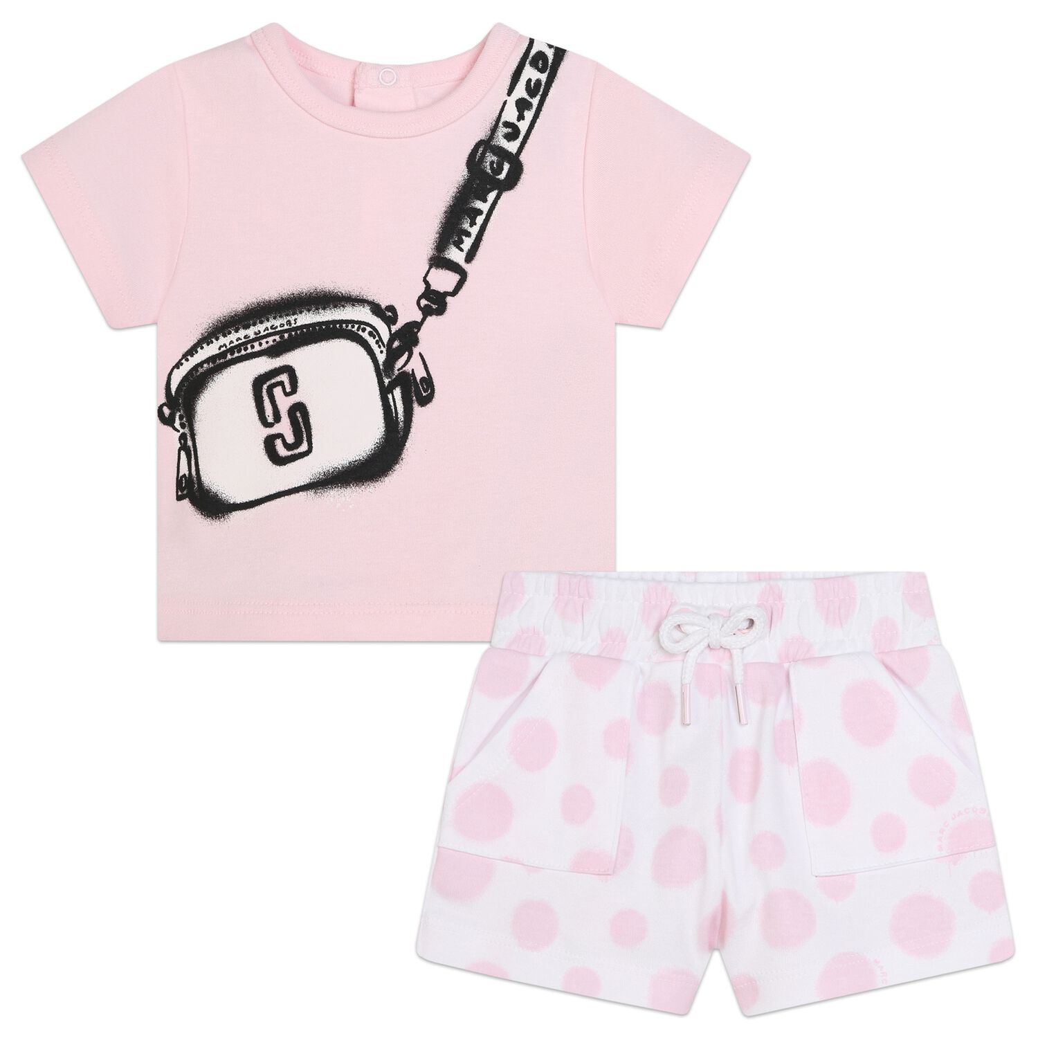 Younger Girls Pink Logo Bag Shorts Set, 1, hi-res