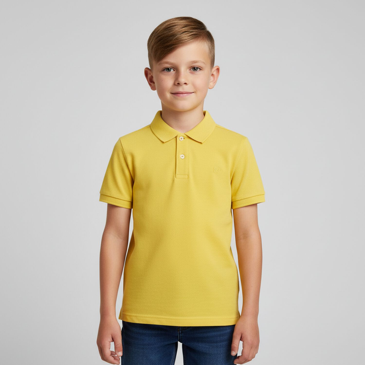 Boys Yellow Logo Polo Shirt, 3, hi-res