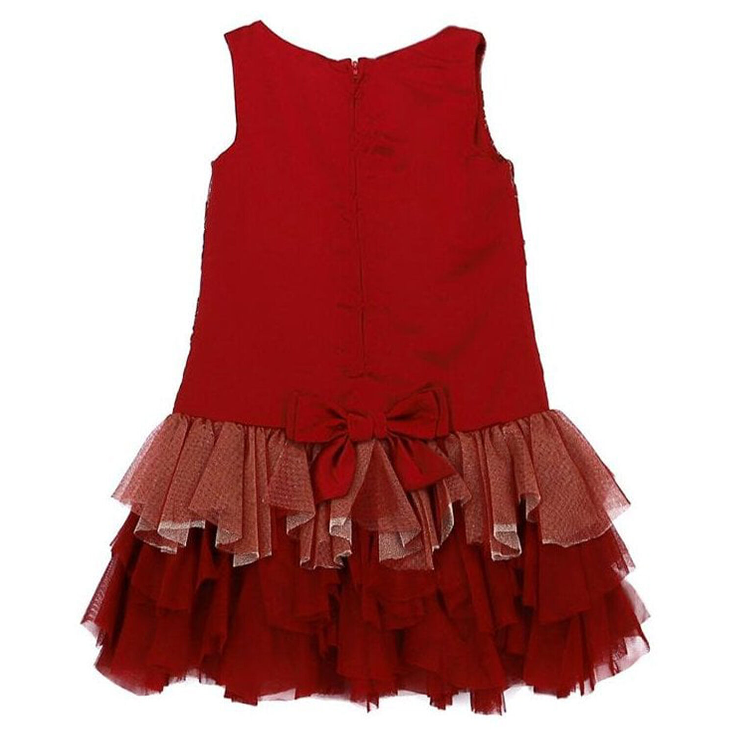 Girls Red & Gold Tulle Dress, 1, hi-res