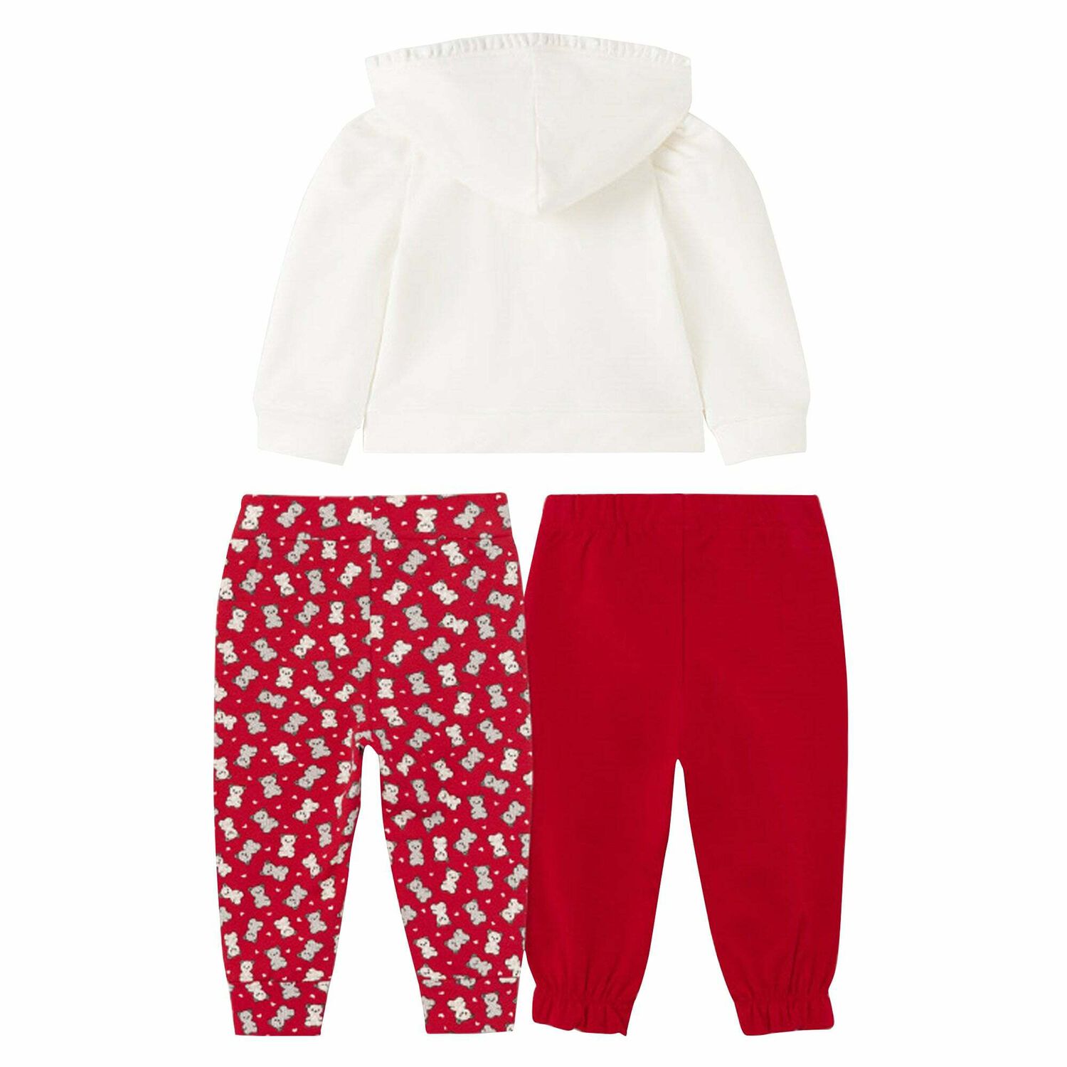 Younger Girls Ivory & Red 3-Piece Tracksuit, 1, hi-res