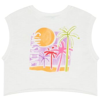 Girls White Sleeveless Top