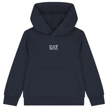 Boys Navy Blue Logo Hooded Top